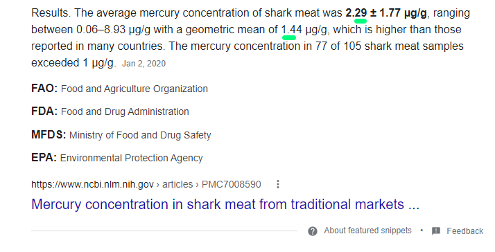 Mercury in Shark